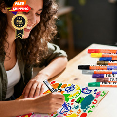 Alitastro Paint Pens Permanent Markers – 8 Pack Quick Medium Tip, 8 Colors