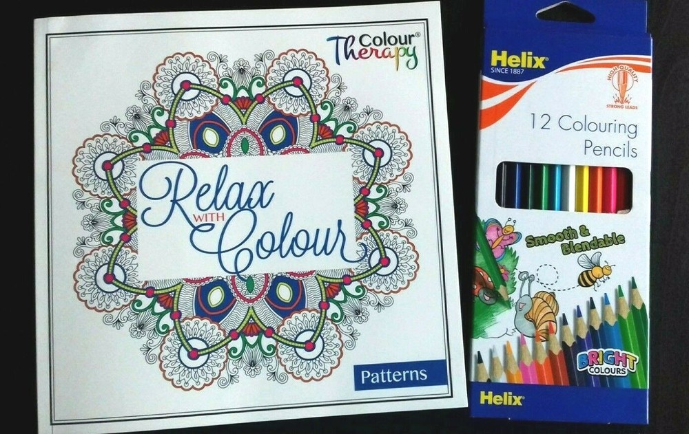PATTERNS Therapy RELAX WITH COLOURS Adult Stress Relief. INCLUDES 12 HELIX