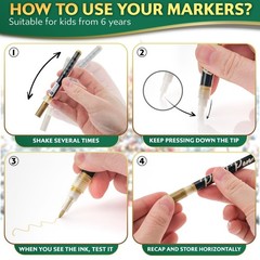 Stylo Acrylic Paint Pens Set 4 – White Red Gold Green for Christmas Crafts