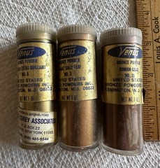 3 Vintage Jars Tubes Venus Bronze Powder Karat Roman Gold Leaf