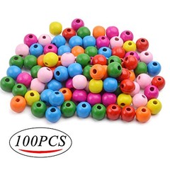 Wooden Beads Bulk,100pcs 16mm Wooden Beads Colourful Wood Beads Loose Round