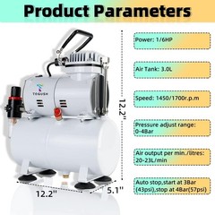 Quiet Airbrush Compressor Kit 15 Paints