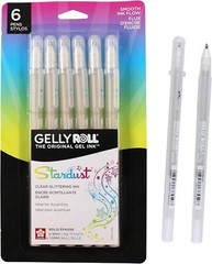 Sakura Gelly Roll Stardust Gel Pens Set of 6 Clear Glitter Ink Bold Point