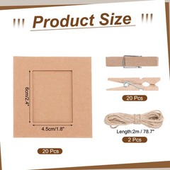 20pcs 1.8 x 2.4″ Kraft Paper Photo Frame Display Banner with Clips and String