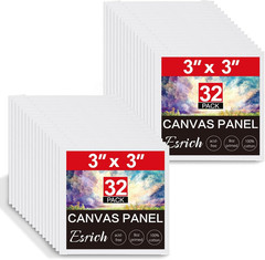 3X3In Small Canvases for Painting, 32 Pack Mini Canvas Boards Cotton Painting Ca