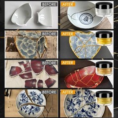 Kintsugi Repair Kit, Food Safe Gold & Silver Kintsugi Kit for Broken Ceramics, G