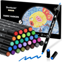 Fabric Markers Pens, 30 Colors Dual Tip Fabric Marker Permanent No Bleed Markers