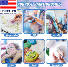 66 Pcs Small Paint Brushes Set – round & Flat Brush Bulk for Detail Painting, P