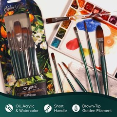 Size 3/4 Crystal Pointed Oval Cat’s Tongue Paintbrush for Watercolor Oil