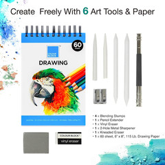 Drawing Travel Art Set – 60 Sheets 6 X 8 Inches Drawing Pad,16 Wood Colored Penc