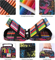 72-Color Colored Pencils Set with Coloring Book Sharpener Drawing Adults Kids