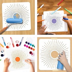 1set 2pcs 2 styles PET Hollow Out Drawing Painting Stencils for Scrapbook