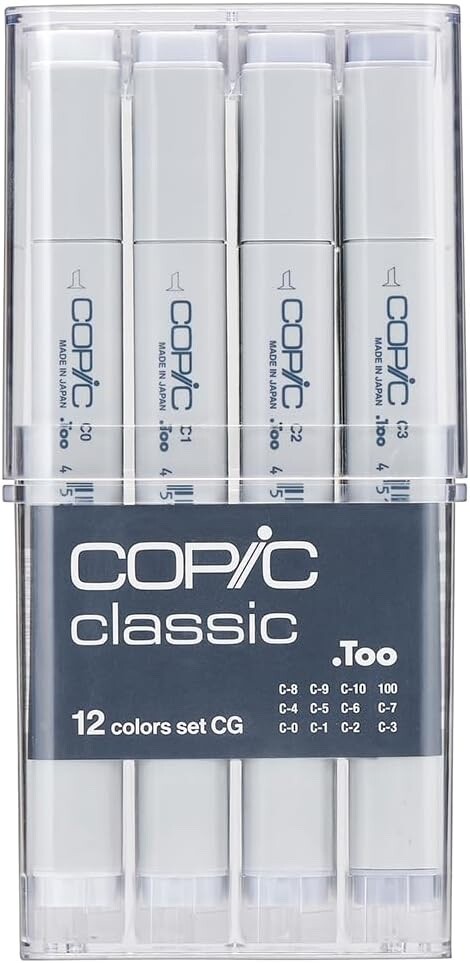 Copic Classic, Alcohol-based Markers, 12pc Set, Cool Gray (New ver.)