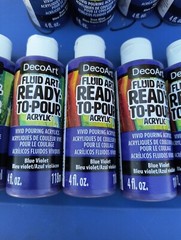 (5) Decoart Fluid Art Ready To Pour Acrylic Tropical Blue 4 Oz 5 Bottles