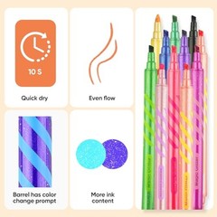 10 Pack Magic Jumbo Dual Tip Markers with Color Glitter Color Changing Markers