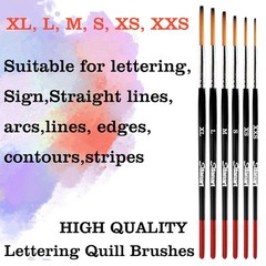 Lettering Quill Brushes, 6 pcs Lettering Brushes for Sign Painting, Professio…
