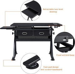 Adjustable Drafting Drawing Table Art Craft Desk w/2 Drawers & Stool US STOCK