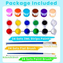 24 Pack Mini Acrylic Paint Set, 12 Colors Washable Acrylic Paint Strips with …
