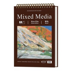 Mixed Media Sketchbook 9″ x 12″ – Multimedia Sketchbook Hardcover, Spiral Bou…