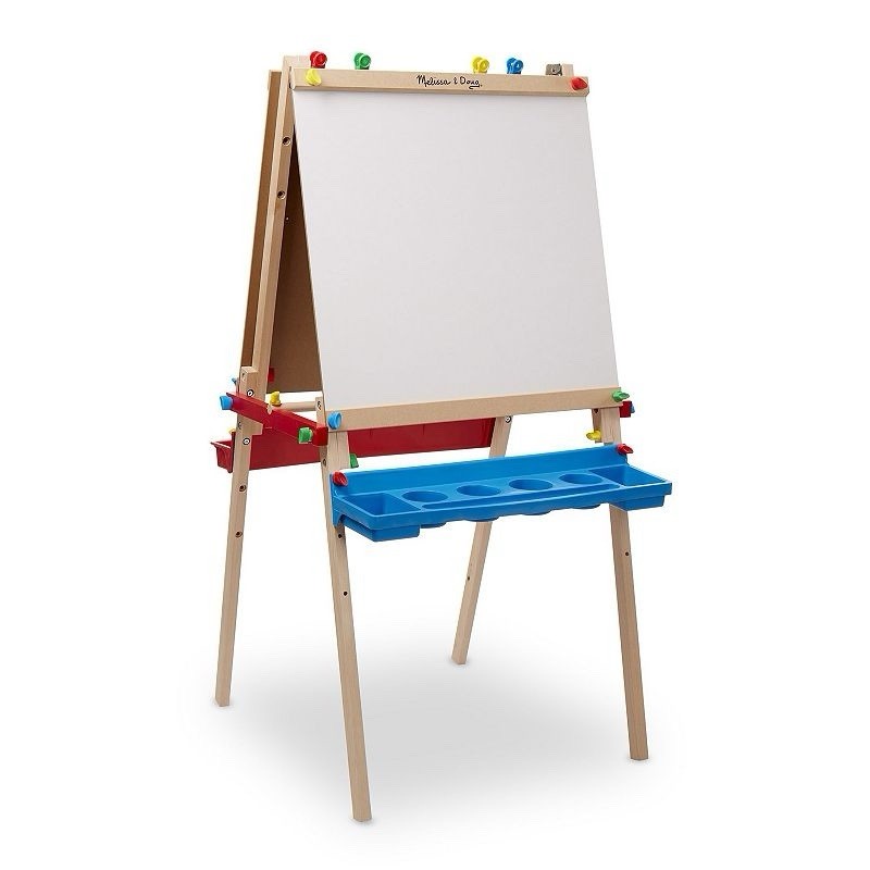 Melissa & Doug Art Easel Deluxe Wooden Standing OPEN BOX Chalk Board Dry Erase