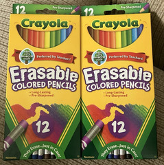 2 boxes 12 Crayola Erasable Colored Pre-Sharpened Pencils Nontoxic 24 in total!