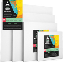 Canvas Boards for Painting, 6 X 6, 8 X 8, 10 X 10, 12 X 12 Inches, Multipack of