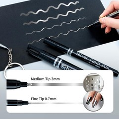 TRANSON 2pcs Liquid Chrome Markers with Silver Paint Pens Medium and Fine Tips w