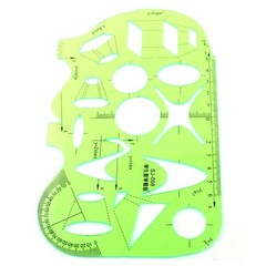 Math Drawing Learning Plastic Template Ruler Protractor Clear Green