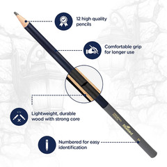 Sketch Pencils Set of 12 (2H–8B) – Drawing Pencils for Sketching, Art Supplies f
