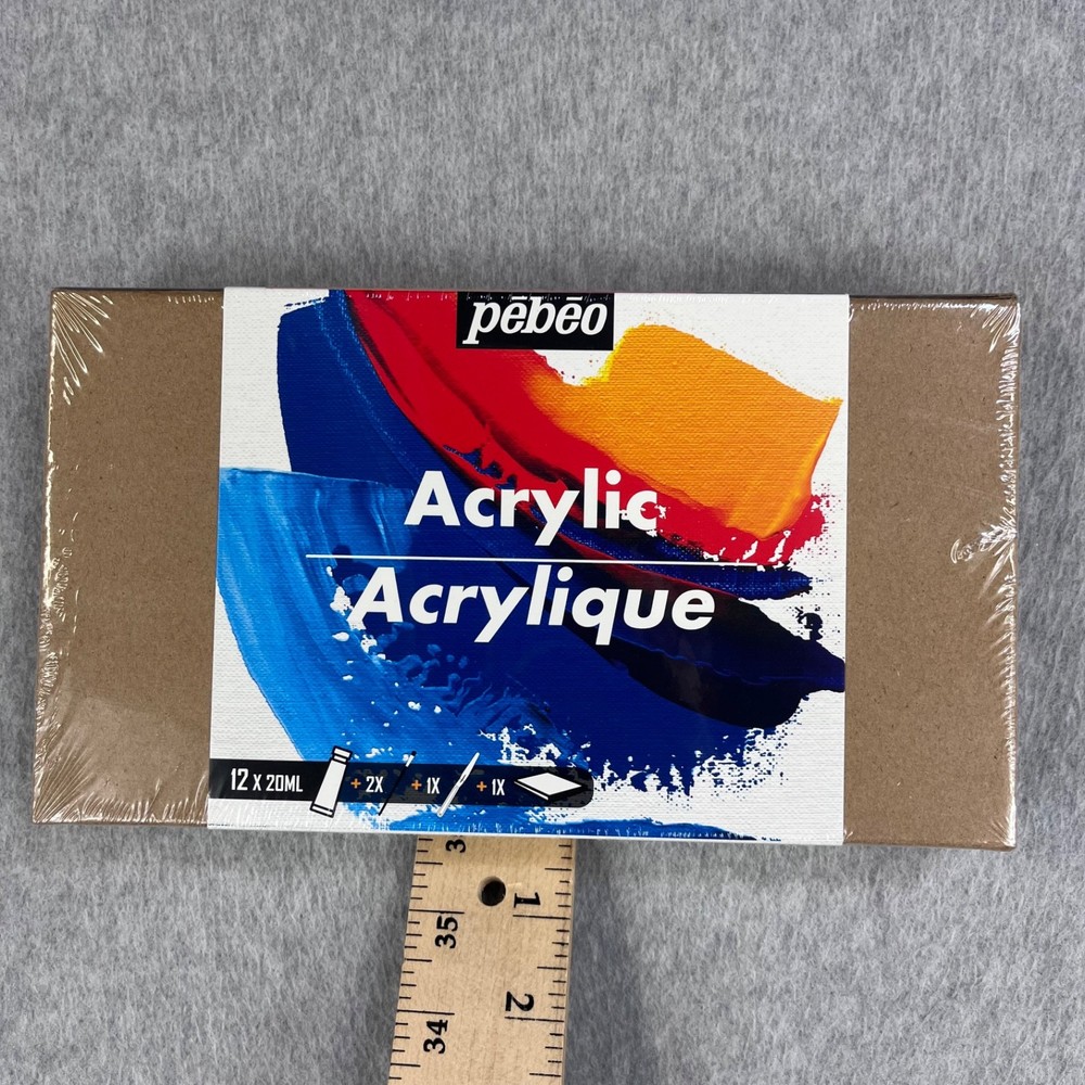 Pebeo Studio Acrylics High Viscosity Paint 12 Colors 20ml Tubes Brush & Spatula