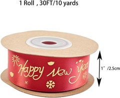 Chinese & Vietnamese New Year Satin Ribbons – 1 Roll, 10 Yards Each Fu Character