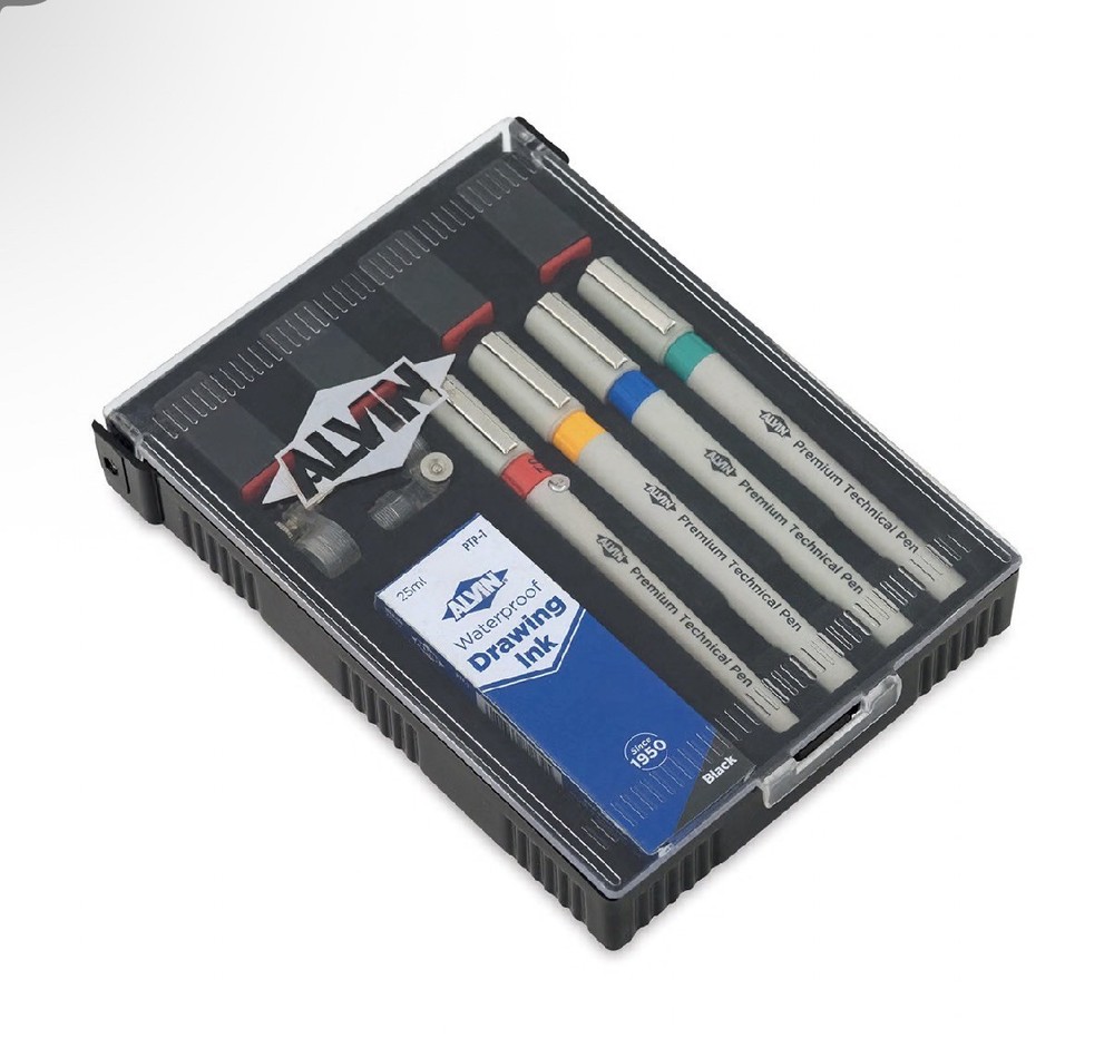 Alvin PTP04SET Refillable Technical Pen Set 0.2mm 0.3mm 0.4mm 0.5mm Vintage New