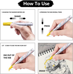 Metallic Silver Paint Markers Pens – Single color 6 Pack Permanent Oil Based Pai