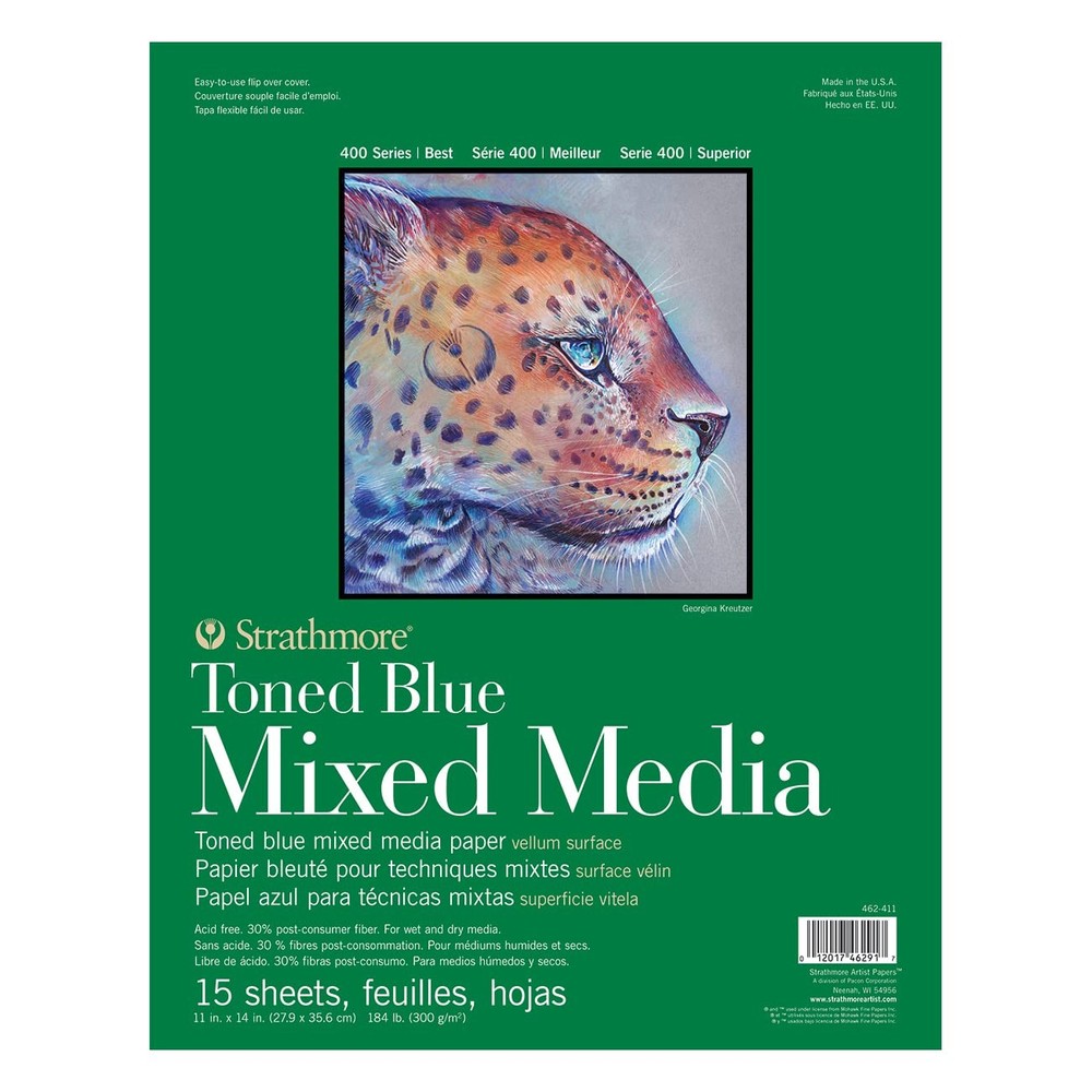 Strathmore 400 Series Toned Blue Mixed Media Pad 11X14 15 Sheets 300Gsm