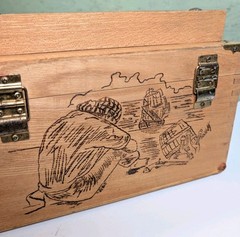 Wooden Folding Box Artists Easel Painting Stand Capt. Jack Rauscher Pirate Ship