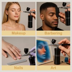 Airbrush Kit Compressor Nails Machine Enhancements Barber Spray Gun Painting