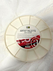 Palette Watercolor Or Acrylic 11-3/4″ Round With Clear Dustcover 12 Compartments