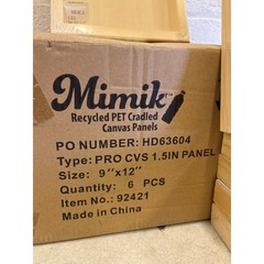 Pack-of-6 Mimik Recycled PET Cradled Canvas 1.5″ Deep 9×12″ Medium-Textured