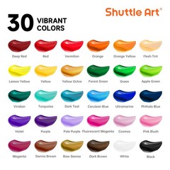48 Pack Acrylic Paint Set, 30 Colors Acrylic Paint 36ml with 10 Brushes 5 Can…