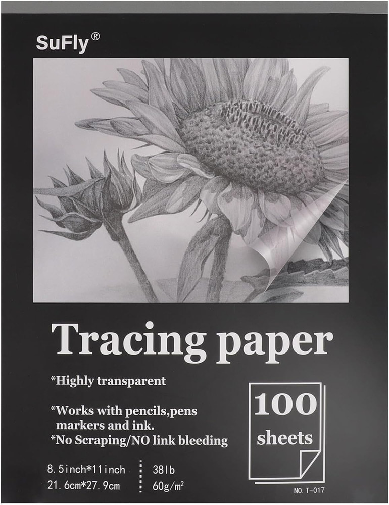 Tracing Paper 8.5×11 inch, 100 Sheets Transparent Vellum Paper for Tracing Pads,
