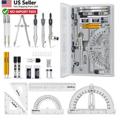 Nicpro 22 PCS Geometry Set Compass Protractor Ruler School Supplies FROM USA