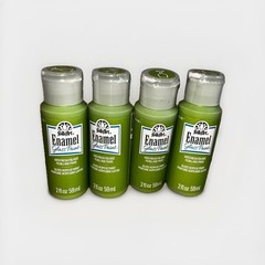 Lot of 4 FolkArt Enamel Glass Paint- 2 Ounce Bottles in #4019 Fresh Foliage