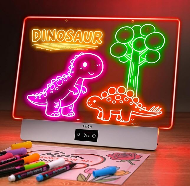 LED Lumiboard 8 Colors Rechargeable 13.8″ X 9.3″ Incl. markers built-in stand