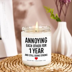 Younift Candle, 1 Year Anniversary, Gifts for Boyfriend, Medium, White