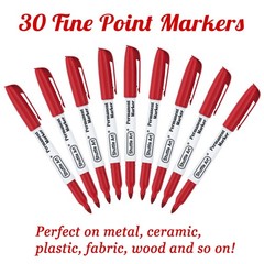 Shuttle Art Permanent Markers, 30 Pack Red 1 Count (Pack of 30),