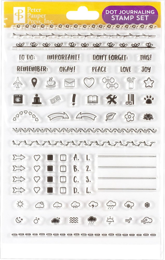 Clear Stamp Set Dot Journaling 60 Individual Stamps Model 335227