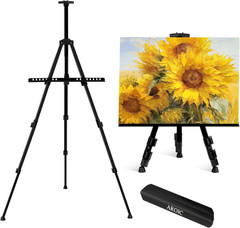 17-66 Inch Art Easel Stand, Sturdy Aluminum Tripod for Table Top & Floor Paintin