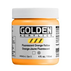 Heavy Body Acrylics, Fluorescent Orange-Yellow, 4 fl. oz. Jar, Professional A…
