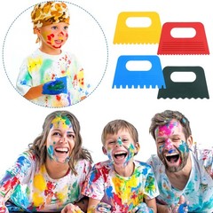 Plastic Paint Scraper Tool, 12.8 x 8 x 0.2 cm, Red, Yellow, Blue, and Green