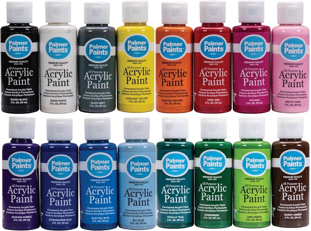 Cra-Z-Art Palmer 2oz 16 Color Acrylic Paint Set, Perfect Color Selection